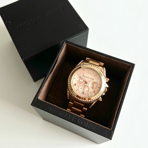 Michael Kors Women’s Blair Rose Gold Tone Rhinestone MK5263 Chronograph Watch